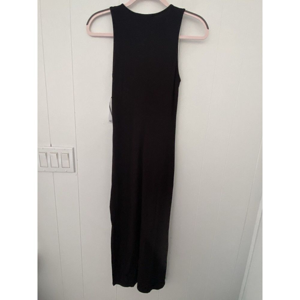 New - Nordstrom Rack Sz XS Sleeveless MIDI Dress Black Ruched Knot Front - Picture 3 of 6